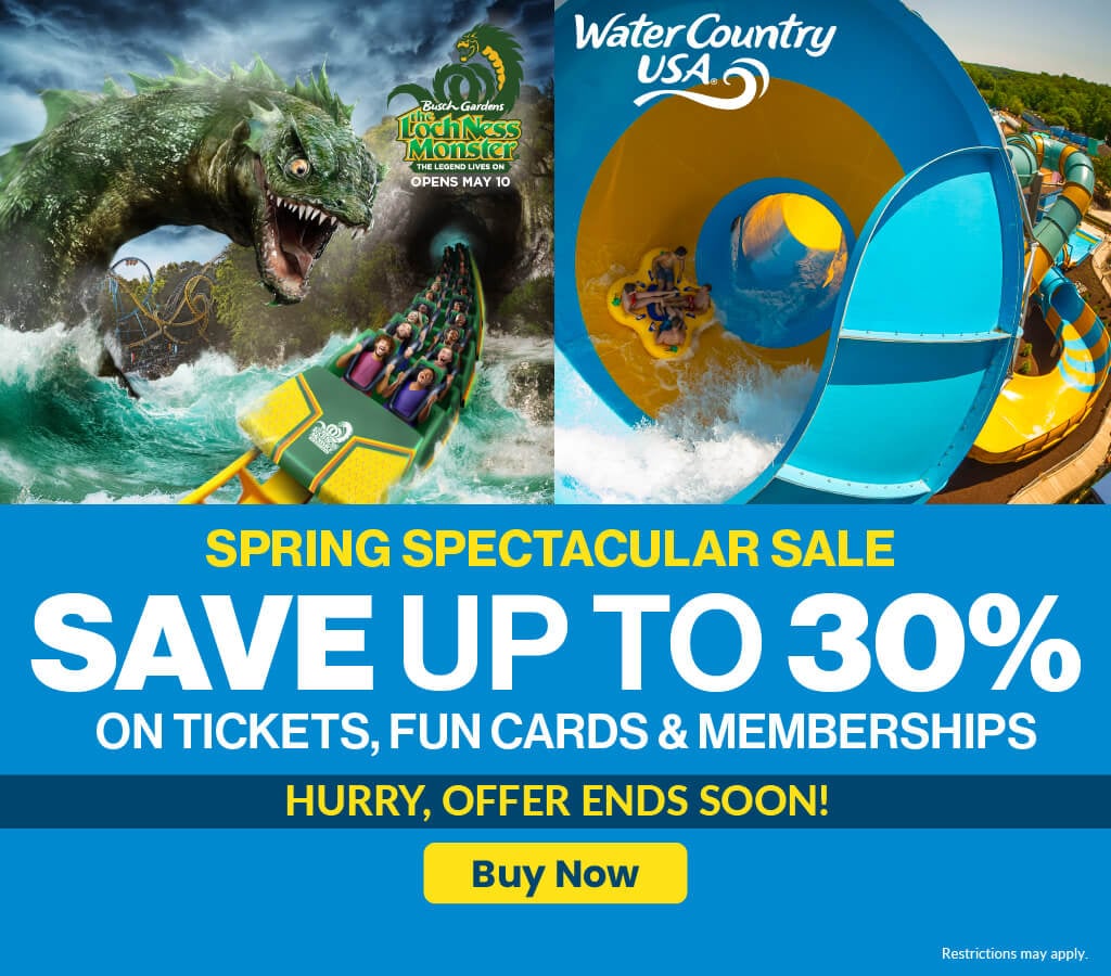 Busch Gardens Williamsburg & Water Country USA Spring Spectacular Sale
